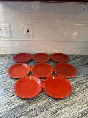 Set of 8 Fiestaware Salad Plates Poppy Orange Homer Laughlin 7"
